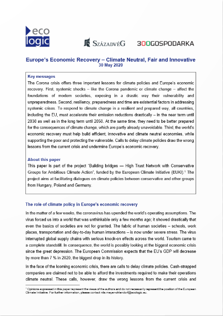 Europe'sEconomicRecovery–ClimateNeutralFairandInnovative