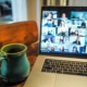 Coffe mug and video conference