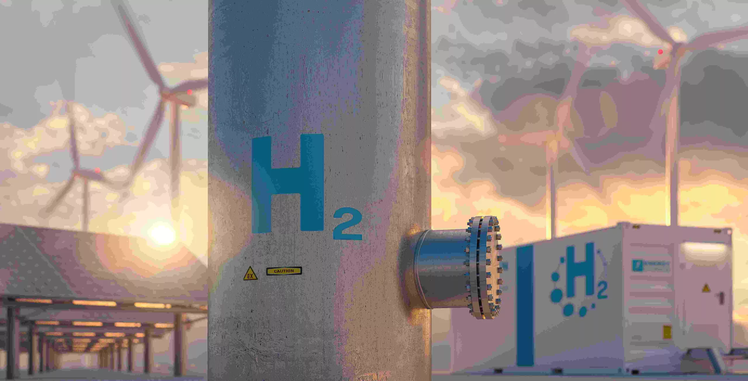 Hydrogen,Energy,Storage,Gas,Tank,With,Solar,Panels,,Wind,Turbine